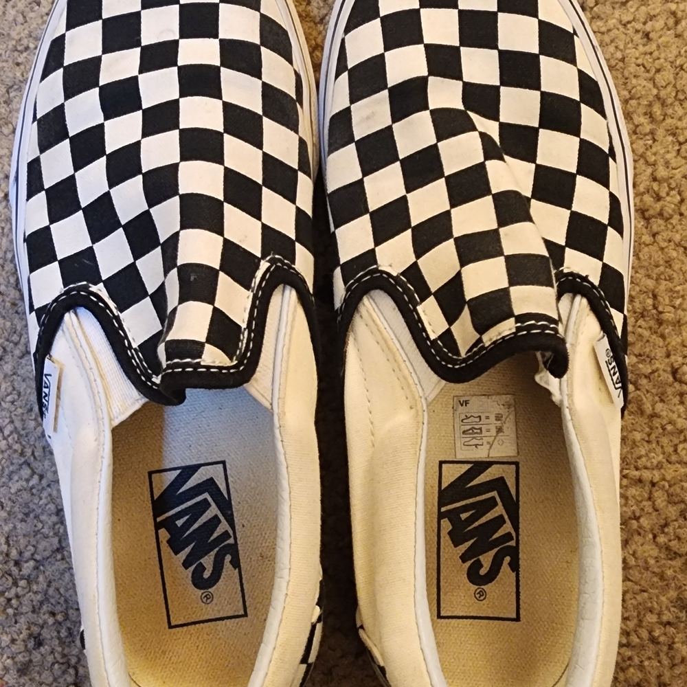 Vans Checkered Slip-On Shoes - Black and White